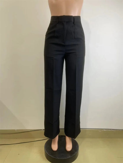 Elegant Fashion Wide Leg Pants for Women Clothing High Waist Loose Straight Trousers Office Lady Workwear Baggy Pants Pantalones