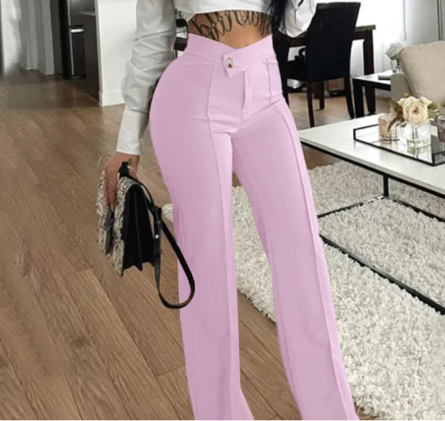 Elegant Women's Pants Summer Fashion Y2k Plain Zip Fly High Waist Office Lady Work Pants Casual Trousers 2023 Streetwear Clothes