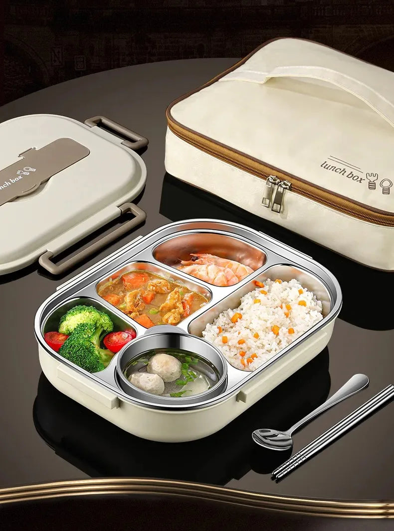 Insulated Lunch Box 304 Stainless Steel Lunchbox Office Worker Students Sealed Portable Bento Microwave Heating Food Container