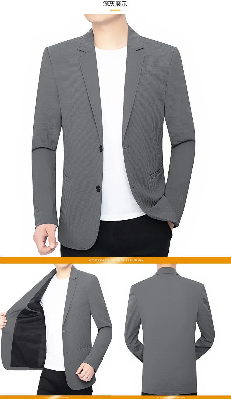 New Summer Man Mesh Thin Blazers Jackets Solid Business Casual Suits Coats Fashion Male Quick Drying Blazers Men's Clothing 4XL