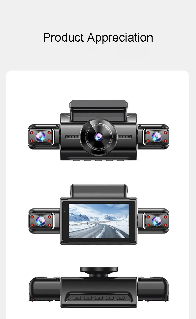 Caméra de tableau de bord cachée à 4 canaux, avec application 4K HD, Vision nocturne, moniteur de stationnement 24/7, capteur G, enregistrement en boucle, détection de mouvement, boîte noire WDR