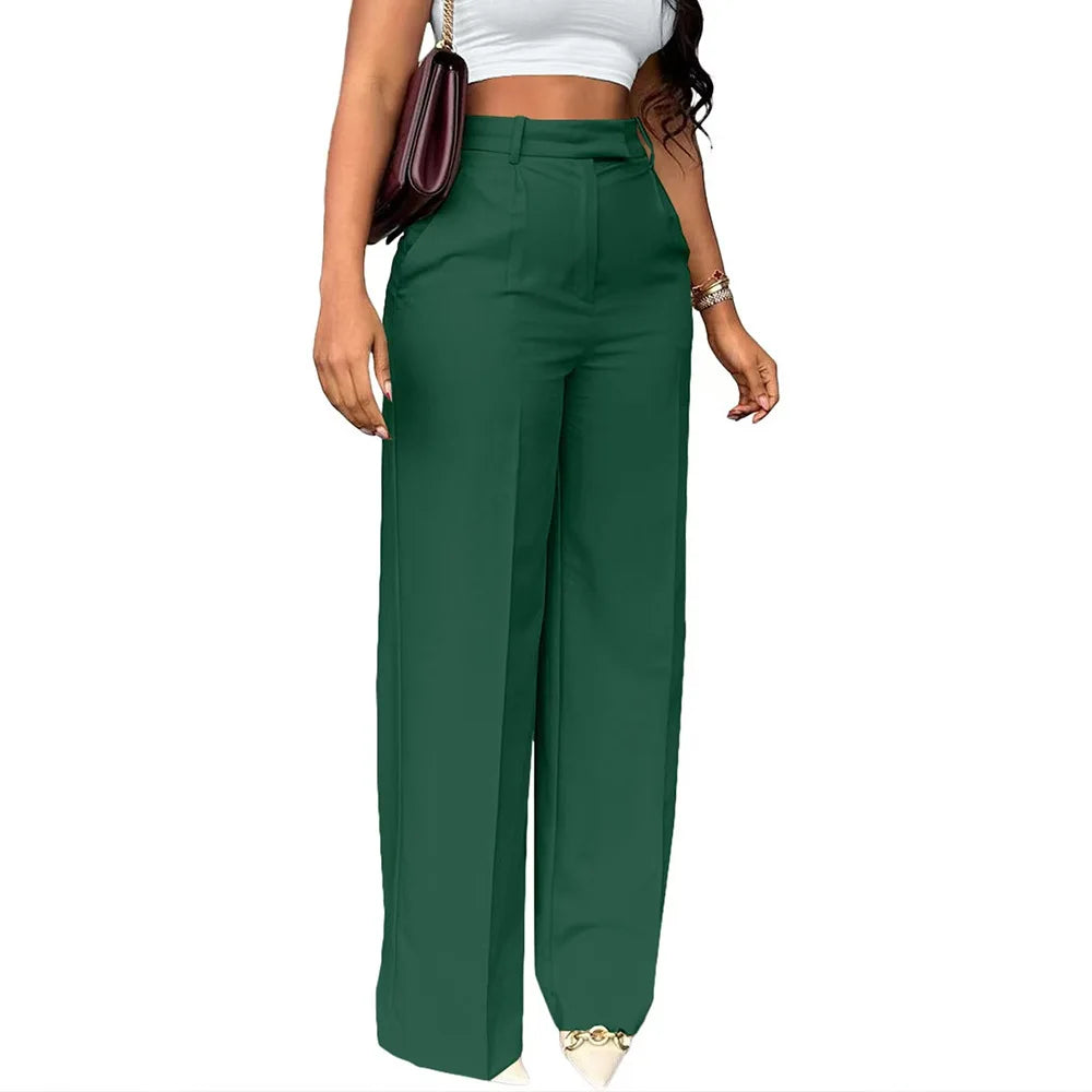 New Commuting High Waist Hanging Straight Leg Wide Leg Casual Formal Women's Pants