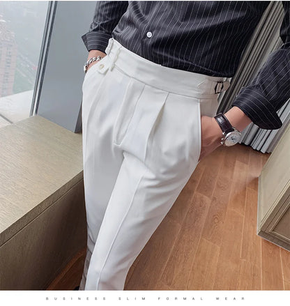 2024 Autumn Spring High Quality Men's Slim Fit Suit Pants Business Casual Trend Korean Fashion Straight Leg Pants 29-36