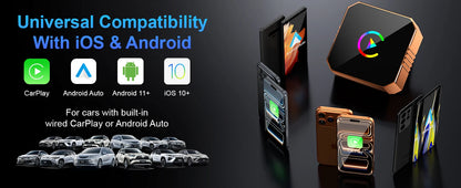 Adaptateur sans fil Carplay pour iPhone, CarPlay avec câble vers sans fil, Android Auto 2 en 1 Mini USB design