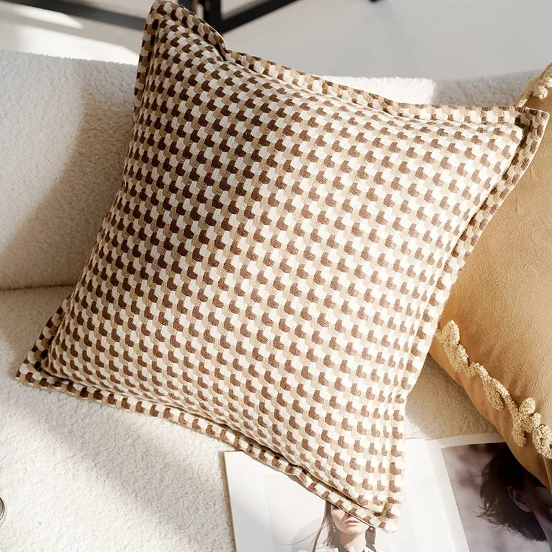 Cream Nordic Brown Throw Pillow Cover French Simple Premium Pillow Cushion Living Room Sofa Bedding Window Cushion