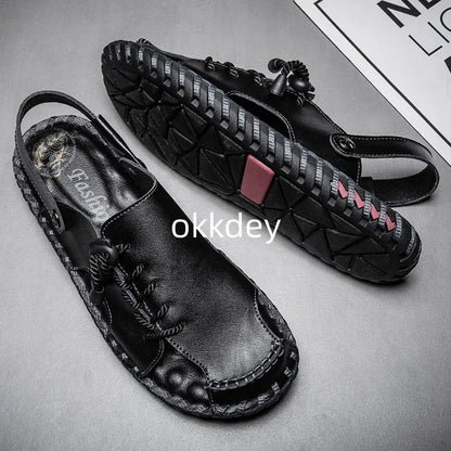 New In Sandals for Men Outdoor Beach Flats Breathable Casual Normal Leather Casual Anti Slip Designer Replica Summer Sandals