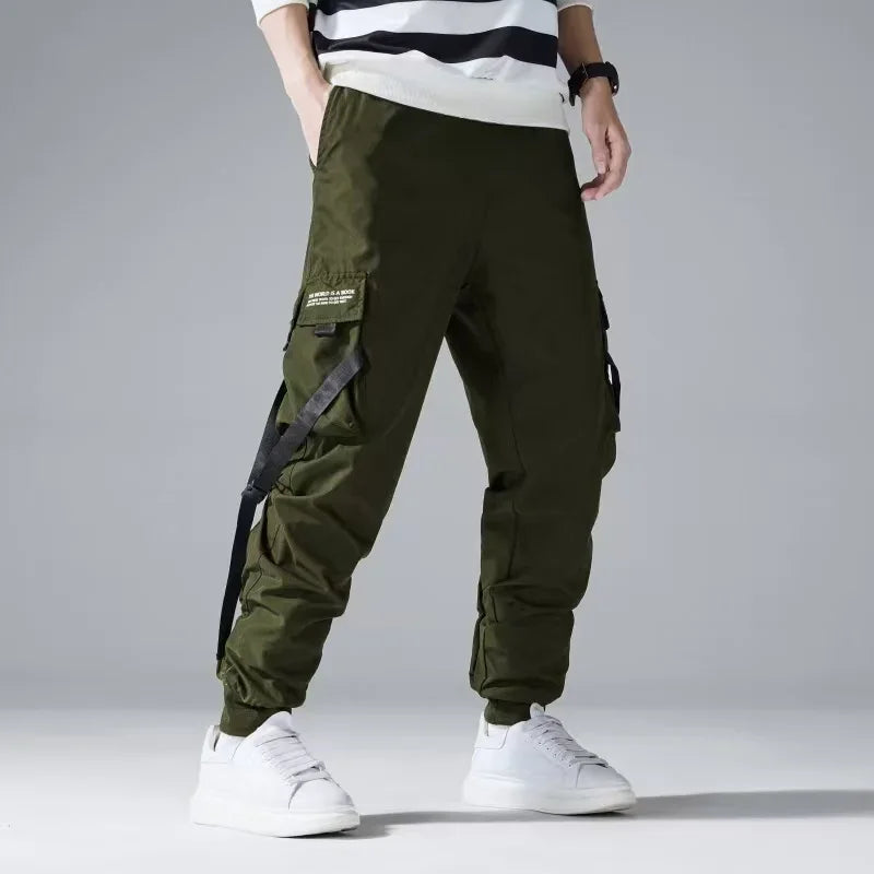 2025 Multi-Pockets Spring Cargo Pants Men Slim Khaki Joggers Streetwear Men Casual Harem Jogging Sports Long Pants Male Trousers