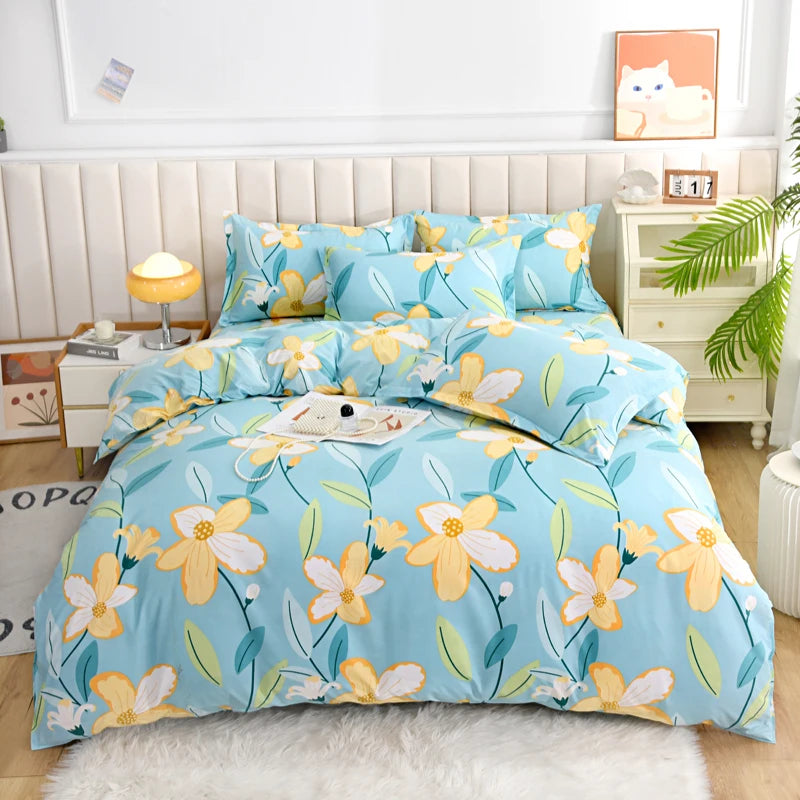 Solstice Bedding Set Duvet Cover Pillowcase Bed Linens Set Triangular Rhombus Printing Quilt Cover Bed Flat Sheet Queen Size