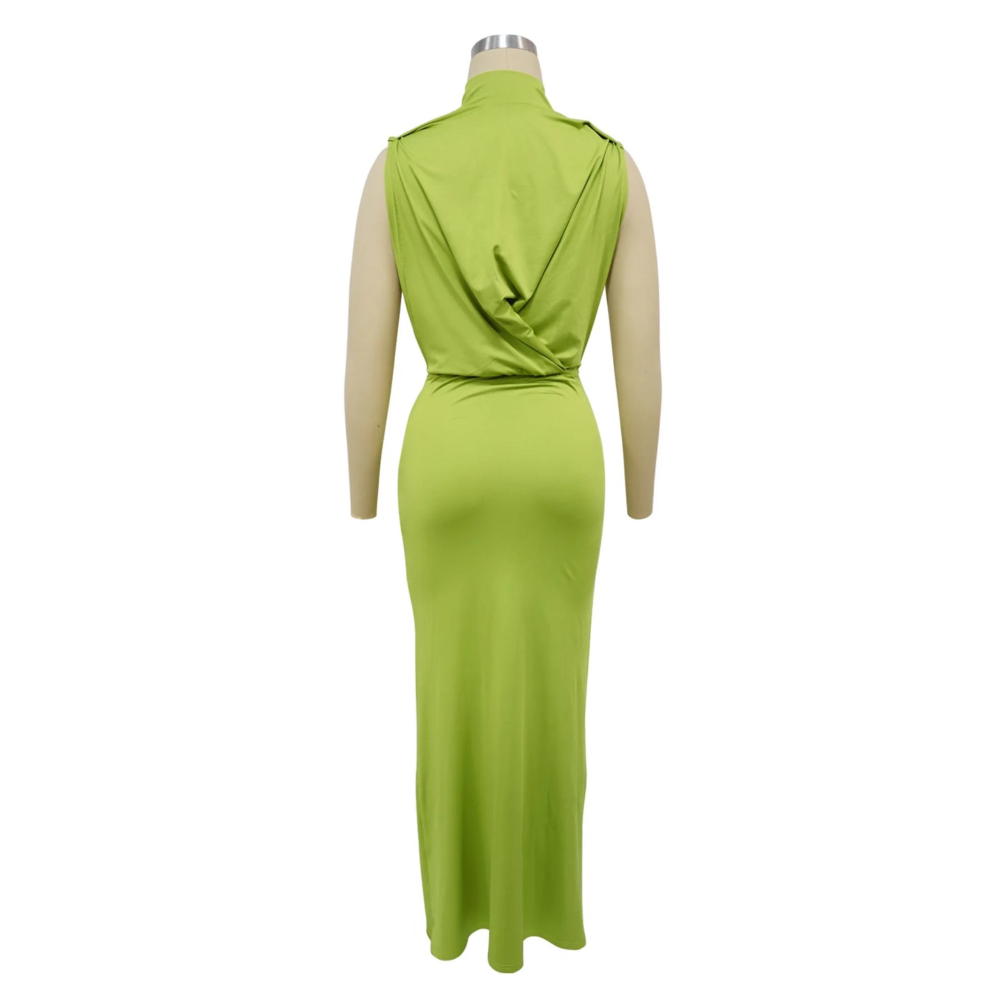 New Women O-neck High Split Ruched Stacked Bodycon Midi Maxi Dress Evening Party Club Vestidos Sexy Chic Long Dresses