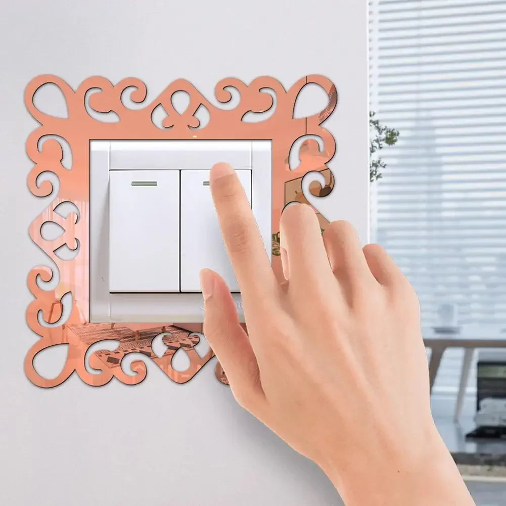 Self-Adhesive Panels Wall Sticker Acrylic Light Switch Cover Mirror Face Stickers On The Wall Home Decoration Photo Frame Shape