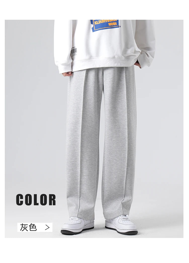 Grey/Black/White Sports Pants Men Fashion Casual Wide Leg Pants Men Streetwear Loose Straight Pants Mens Joggers Trousers S-3XL