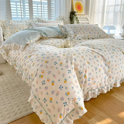 100%Cotton Duvet Cover Simple Style Quilt Cover with Ruffles Queen/King Size Cotton Bed Cover dekbedovertrek 240x220