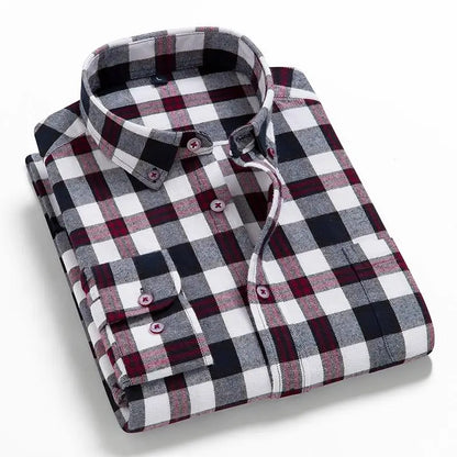 2022 New Men Plaid 100% Cotton Spring Autumn Casual  Long Sleeve Chemise Homme Male Check Shirts