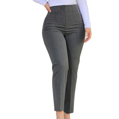 Elegant High Waist Cropped Work Pants for Women Black All-Match Daily Office Formal Wear Fashion Women's Trousers