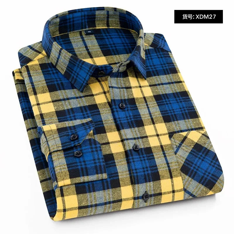 2025 New Men Flannel Plaid Shirt Soft Comfort Slim Fit Styles Brand For Man Cotton Spring Autumn Casual Long Sleeve Shirts