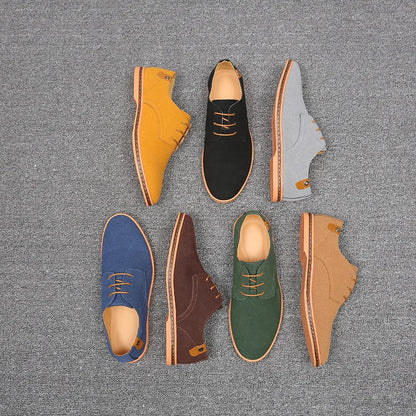 2023 Spring Suede Leather Men Shoes Oxford Casual Shoes Classic Sneakers Comfortable Footwear Dress Shoes Large Size Flats