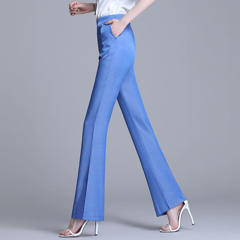 2023 Autumn and Winter Women's High Waist Patchwork Pockets Sashes Slim Solid Color Fashion Casual Elegant Commuter Horn Pants