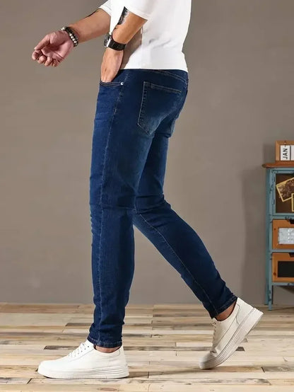 2025 Spring New Mens Slim Fit Classic Skinny Jeans Casual Street Style Casual Mens Skinny Jeans Male Slim Fit Pencil Denim Blue