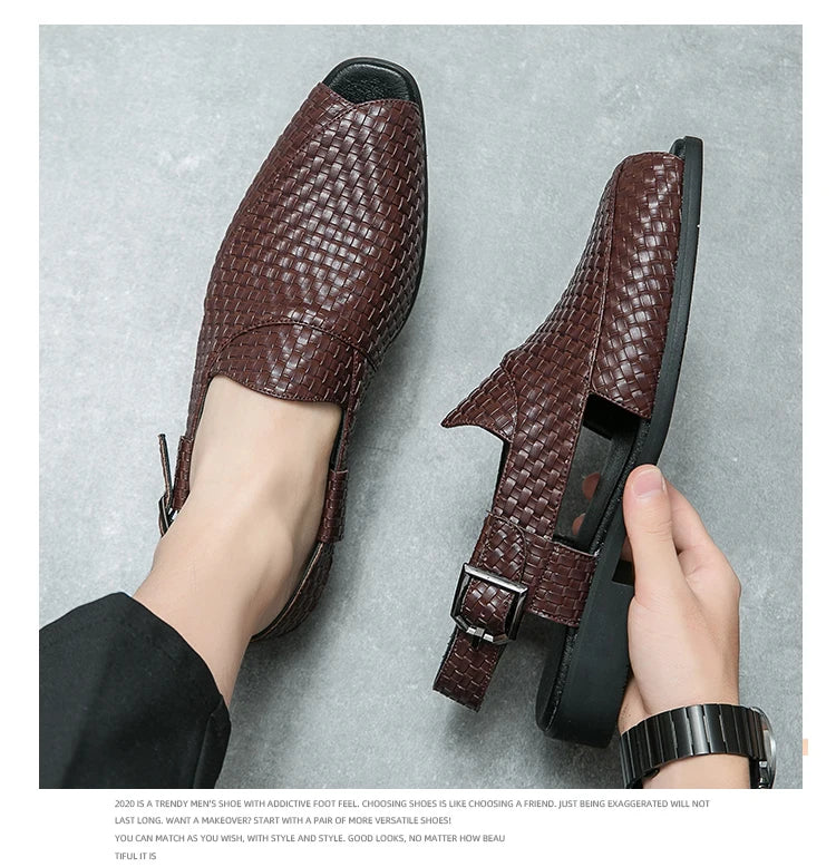 Men Braided Design Slingback Dress Shoes Fashion Outdoor Dress Shoes