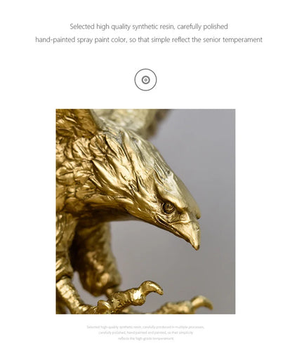 Resin American Golden Eagle Figurines Home Office Desktop Decoration Model Collection Statues Ornament Decor Objects Accessories