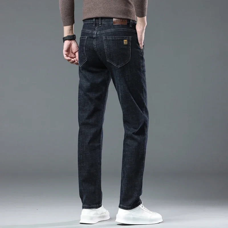 2024 New Straight Baggy Jeans Ultra-thin Comfortable Business Male Trousers Casual Blue Black Classic Denim Pants