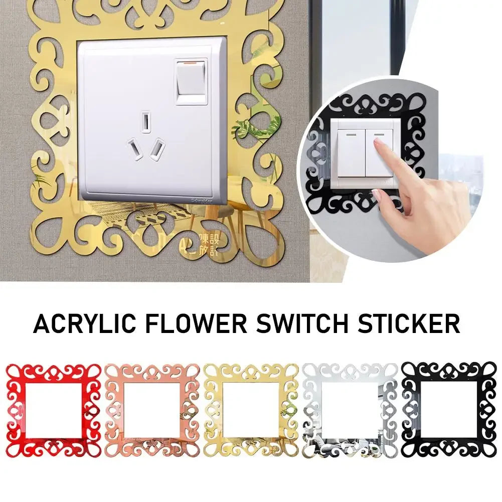 Self-Adhesive Panels Wall Sticker Acrylic Light Switch Cover Mirror Face Stickers On The Wall Home Decoration Photo Frame Shape