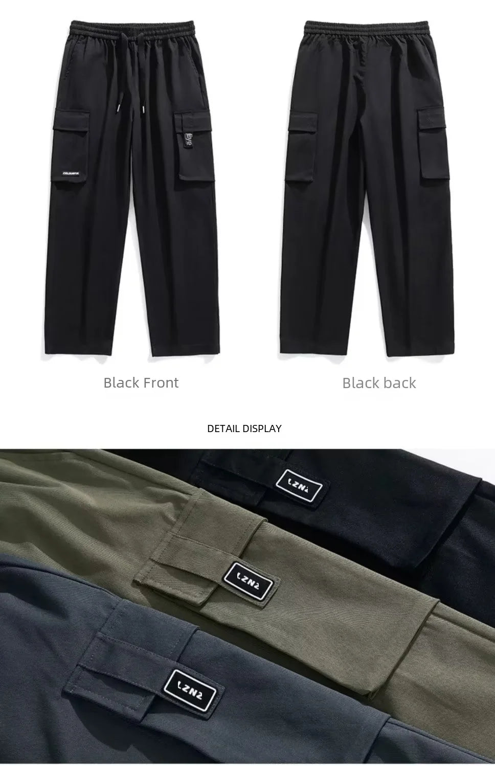 American Style Green Cargo Pants Loose-fit Straight-leg Pants For Men Casual Long Trousers For Autumn Youth