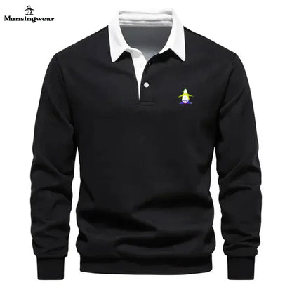 Brand Munsing Golf Shirts Autumn Winter Long Sleeve Men's Golf T-shirt Polo Shirt Casual Classic Solid Polo Neck Men's Golf Top