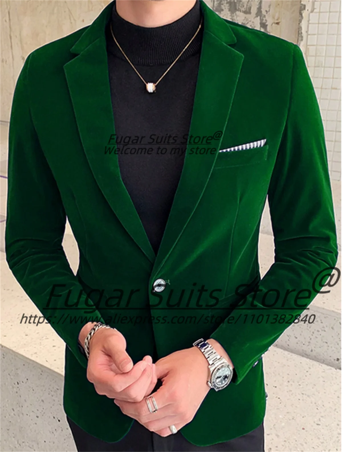 Luxuly Royal Blue Velvet Men Suits Slim Fit Notched Lapel Groom Tuxedos Party 2 Pieces Sets Business Male Blazers Costume Homme