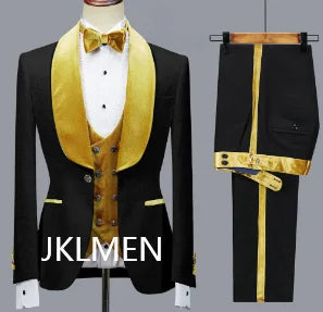 Floral Jacket Men Suit Slim Fit Wedding Tuxedo Navy Blue Velvet Lapel Groom Party Suits Costume Homme Best Man Blazer