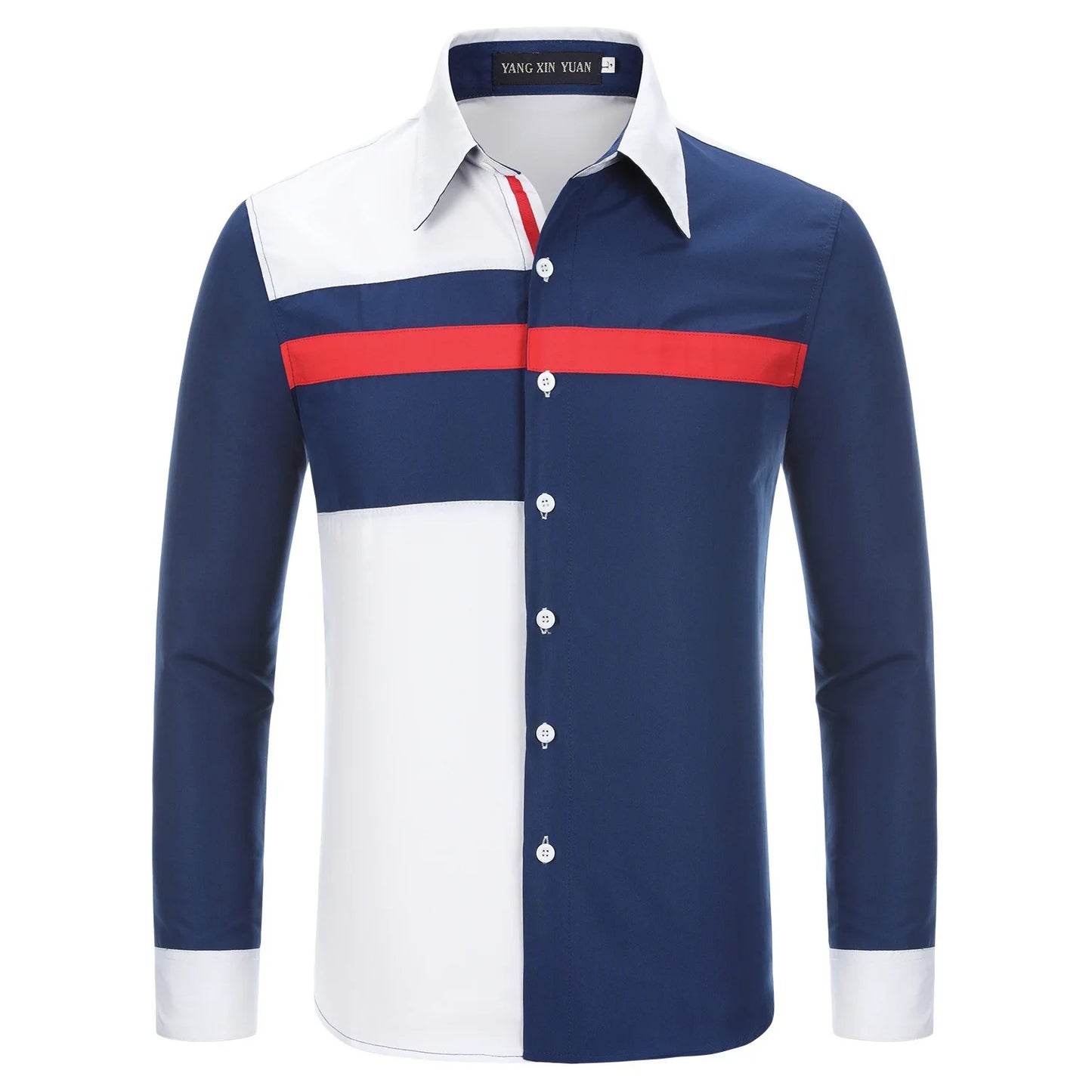 Autumn New Men's Casual Slim Fit Flip Collar Three Color Long Sleeved Shirt