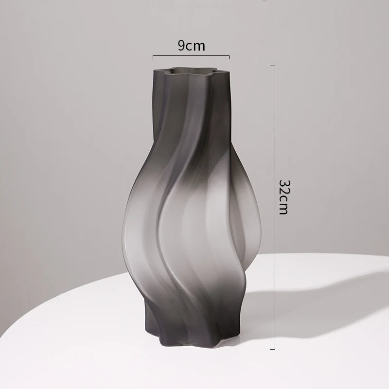 Luxury Nordic Minimalist Style Frosting Glass Vase Classic Home Living Room Decoration Stand For Flowers Decorative Vases Modern