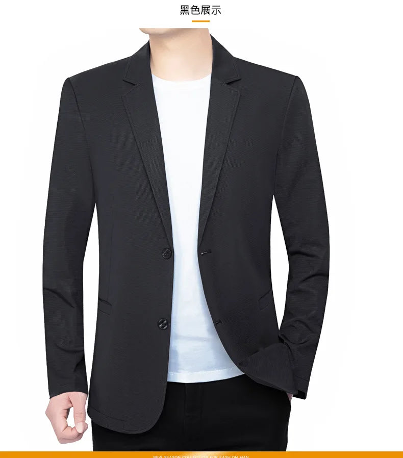 New Summer Man Mesh Thin Blazers Jackets Solid Business Casual Suits Coats Fashion Male Quick Drying Blazers Men's Clothing 4XL