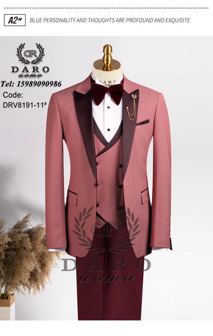 Mens suits Wave point Three Pieces Men Dress Suits Casual Commuter office business suits For Wedding(Blazer+Vest+Pants)DRV8191