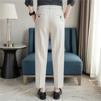 Men Dress Pants Trousers 2024 Autumn New British Style Straight Slim Fit formal Suit Pants Solid Casual Fashion Men Clothin