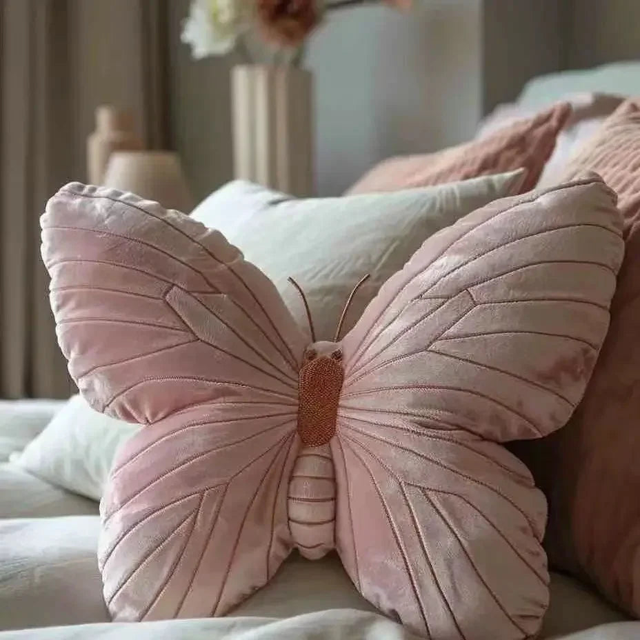 Ins Wind Pastoral Girl Heart Butterfly Pillow Cute Original Pillow Soft Pink Butterfly Pillow Bedside Pillow Throw Pillows