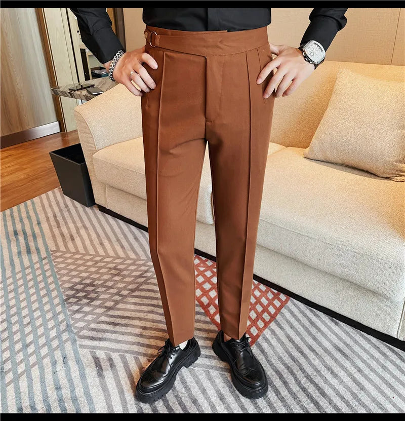 High Quality Men's Suit Pants Solid Color England Style Slim Fit Smart Casual Trousers Men Spring Autumn Fashion Suit Pants Man