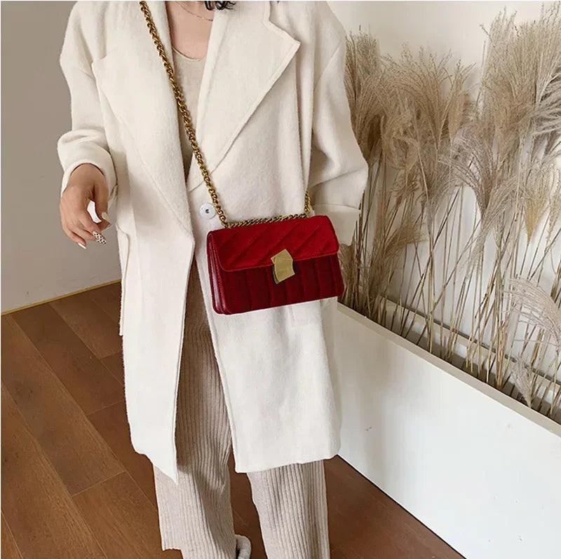 Luxury Women Handbag High Quality Velvet Mini Small Shoulder Bag Party Evening Clutch Fashion Flap Crossbody Tote Female Packag