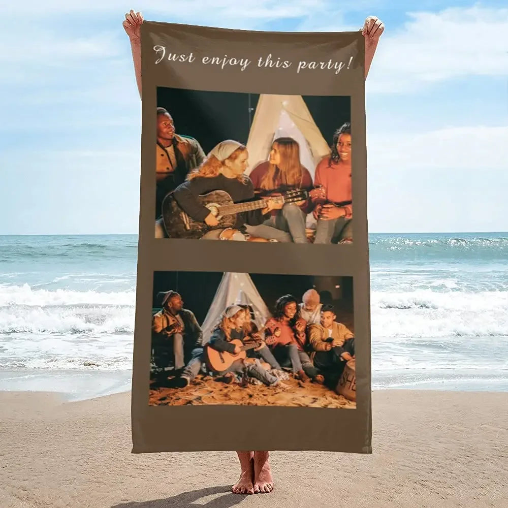 Custom Beach Towel with Photos Personalized Picture Bath Pool Towel Customized Gifts for Boys Girls Teens Birthday Father's Day