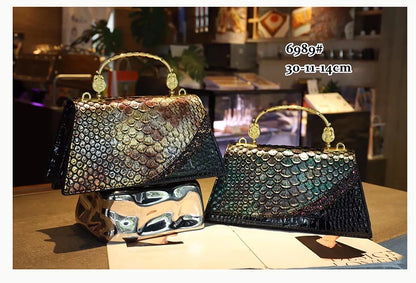 Fashion Brand Genuine Leather Women's Handbags 2024 New Crocodile Pattern Shoulder Crossbody Bag Lady Party Messenger Shell Bags