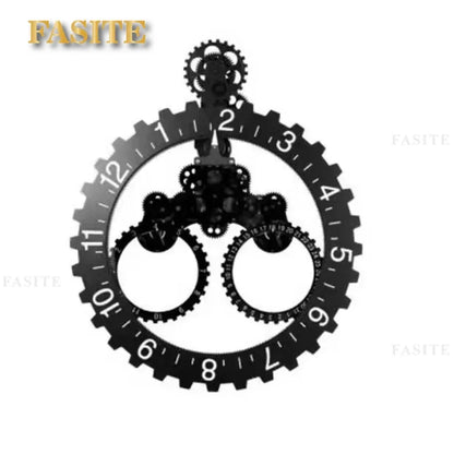 Large Creative Gear Clock Mechanical Retro Hanging Mute Clocks Mechanical Style Living Room Bedroom Wall Retro Decoration