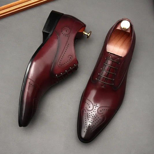 Handmade Mens Dress Shoes Luxury Genuine Leather 2024 Fashion New Style British Trend Brogues Wedding Business Shoes for Male