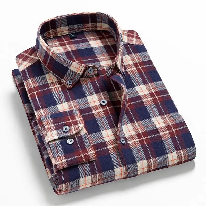 2022 New Men Plaid 100% Cotton Spring Autumn Casual  Long Sleeve Chemise Homme Male Check Shirts