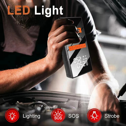 Démarreur de saut de voiture 12V 4 en 1, pompe de gonflage de pneus sans fil, compresseur d'air, batterie portable, démarrage, charge rapide