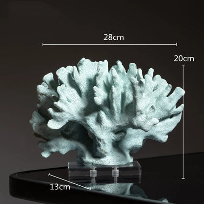 Imitation Coral Ornaments Crystal Metal Tree Glass Vase Hollow Metal Frame Resinous Coral Ocean Decorative Figurines Home Decor