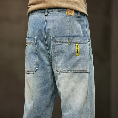 Baggy Mens Jeans Light Blue Loose Fit Straight Cut Oversized Large Size Men's Jeans 2024 New Arrival Male Full Lemgth Trousers