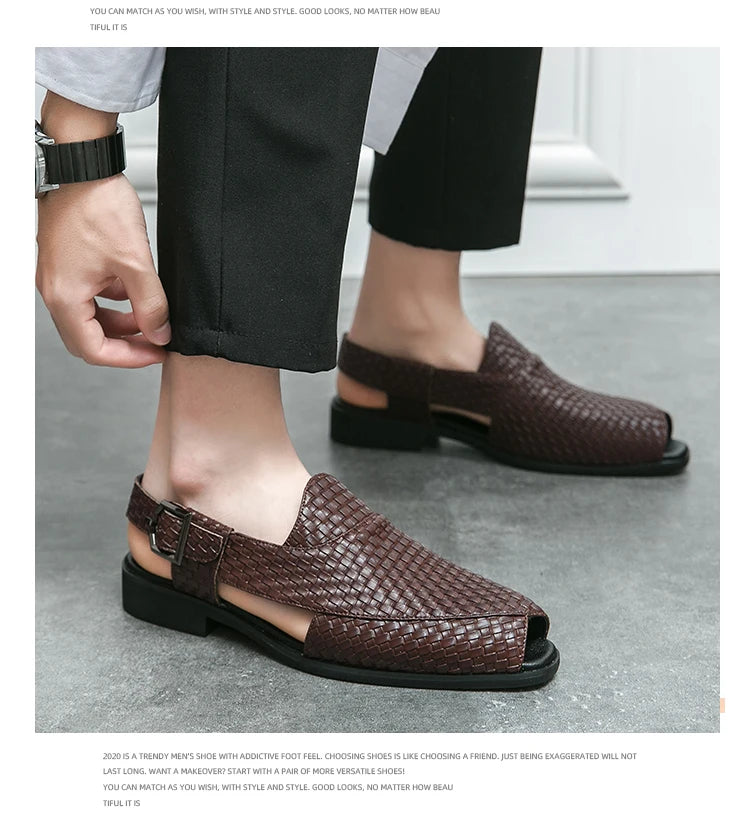 Men Braided Design Slingback Dress Shoes Fashion Outdoor Dress Shoes