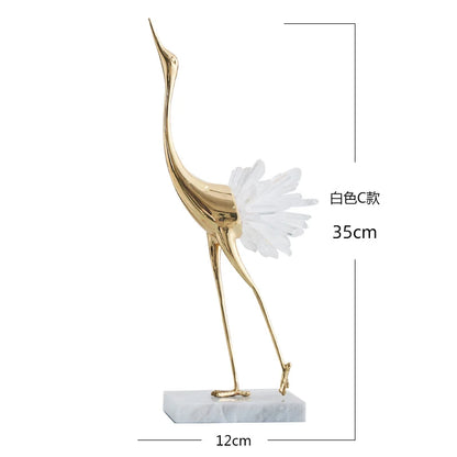 Crystal Swan Brass Body Luxury Crafts Home Living Room House Bedroom Interior Accessories Nordic High-end Animal Art Decorations