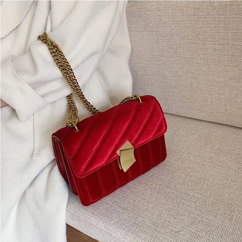 Luxury Women Handbag High Quality Velvet Mini Small Shoulder Bag Party Evening Clutch Fashion Flap Crossbody Tote Female Packag