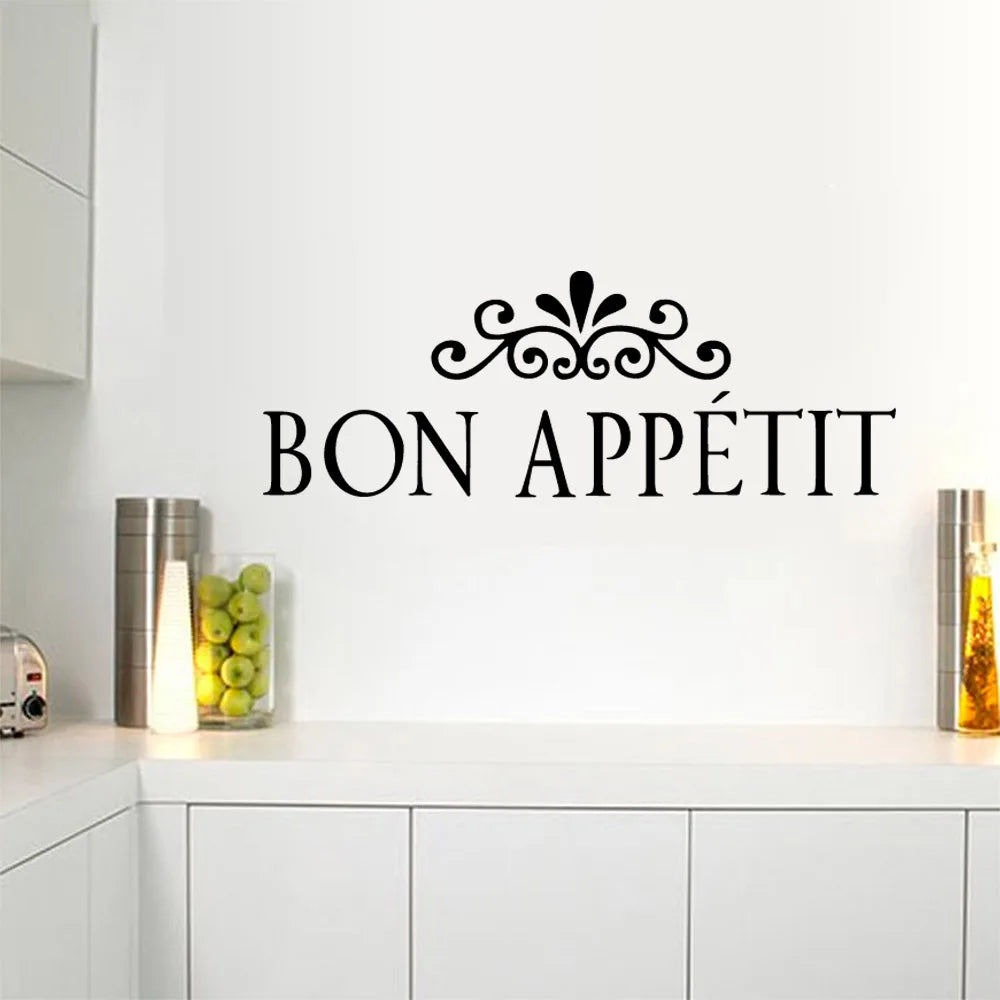 1pc hot sale bon appetit and kitchen Wall Art Decal Decoration Fashion Sticker For Kids Rooms Wall Stickers Waterproof Wallpaper